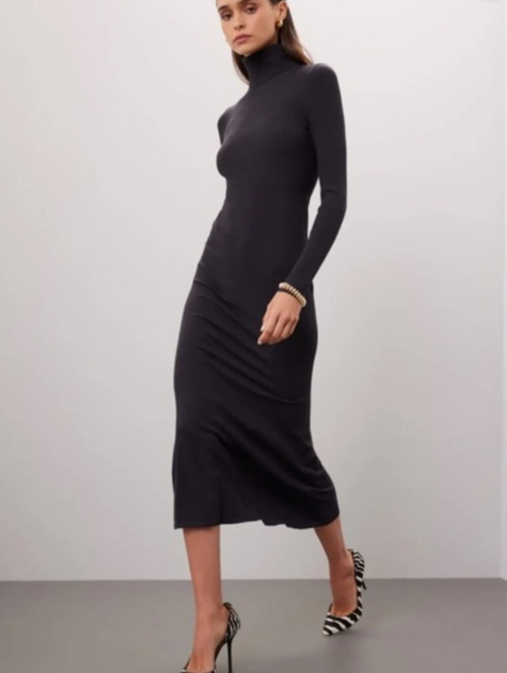 Toccin X RTR Black Ribbed Long Sleeve Knit Sweater Dress XL